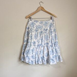 Chaps Blue and White Tiered Mini Skirt
